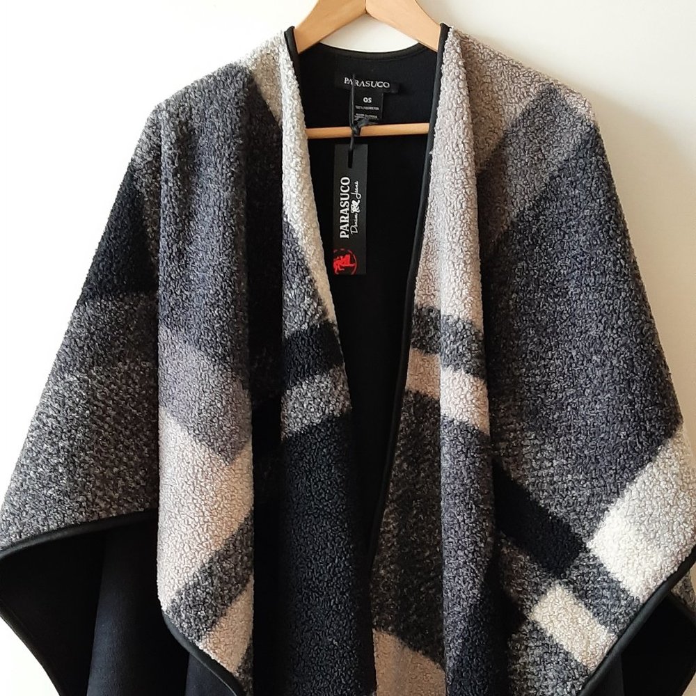PARASUCO Reversible Blanket Cape/Shawl - OS - Black